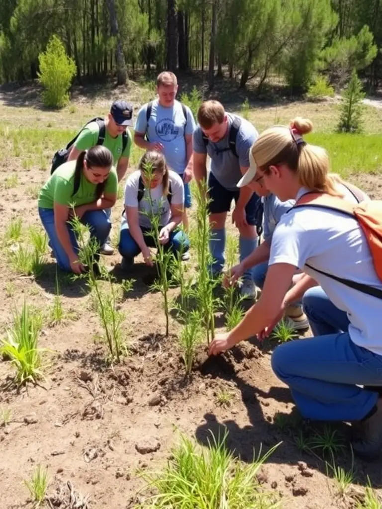 ACCAE members participating in a habitat restoration project, planting native trees and shrubs to improve the local ecosystem for wildlife.